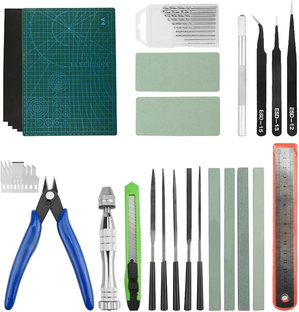 WMYCONGCONG 26 PCS Professional Gundam Modeler Basic Tools Craft Set Hobby Building Tools Kit with Storage Case for Gundam Car Model Building Repairing and Fixing Green