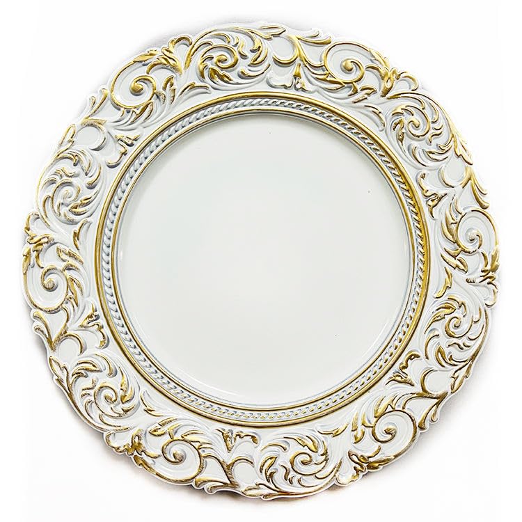 Image of Luxury Decorative Plate with Gold Embossed Design | Premium Gift Hamper Base, Charger Plate & Decorative Platter for Home Decor, Festive & Wedding Gifting