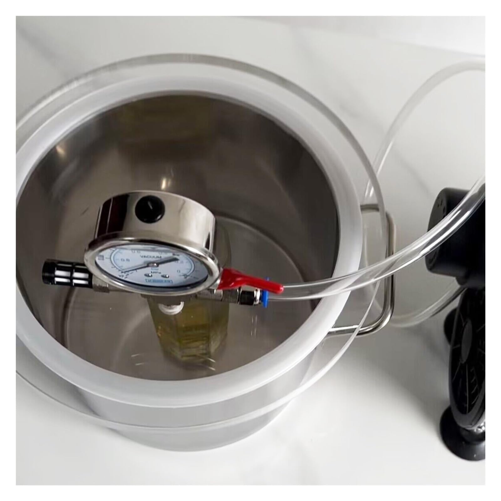 Extra Large Vacuum Chamber without Pump, 2 3 5.5 6 9 13 19 20 26Gal Vacuum Degassing Chamber Kit for Resin Casting/Stabilizing Wood, Stainless Steel Pot with Acrylic Clear Lid(6L/2Gal)