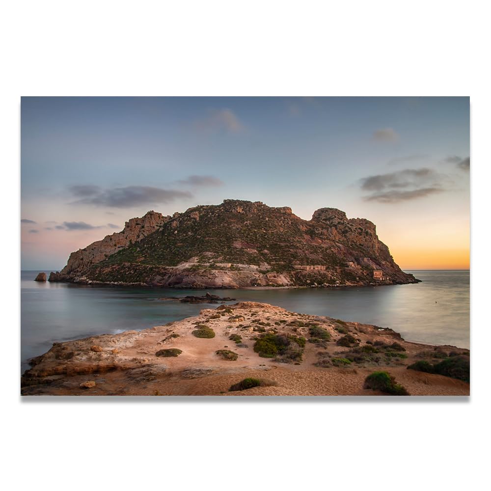 VHdfgTY Isolated IslandSerene Mountain Landscape Canvas Wall Art Nature Wall Decor for Home 50x75cm Unframed