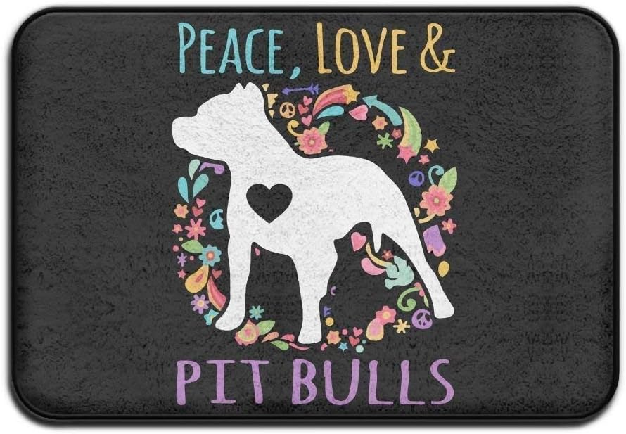 rwwrewre Cushion Peace Love And Pit Bulls Flower Sign Home Decorations Rug Rectangle Multi-function Indoor Beautiful Doormat Unique Doormat