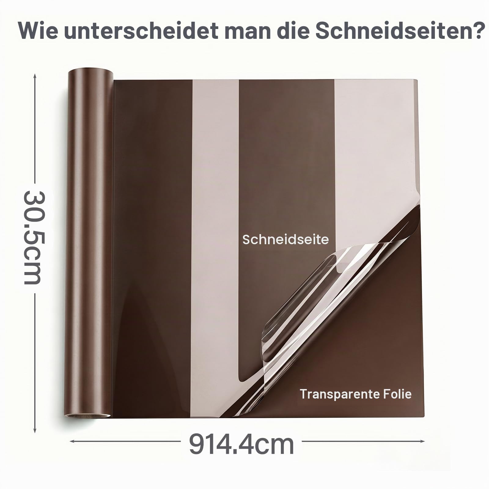 Vinylfolie Plotter Braun, Plotterfolie Vinyl 30,5 cm x 914.4 cm Plotterfolie Selbstklebend Matt Braun, Permanentes Vinylfolie Rollen Klebefolie für Cricut, Scrapbooking und Bastelprojekte