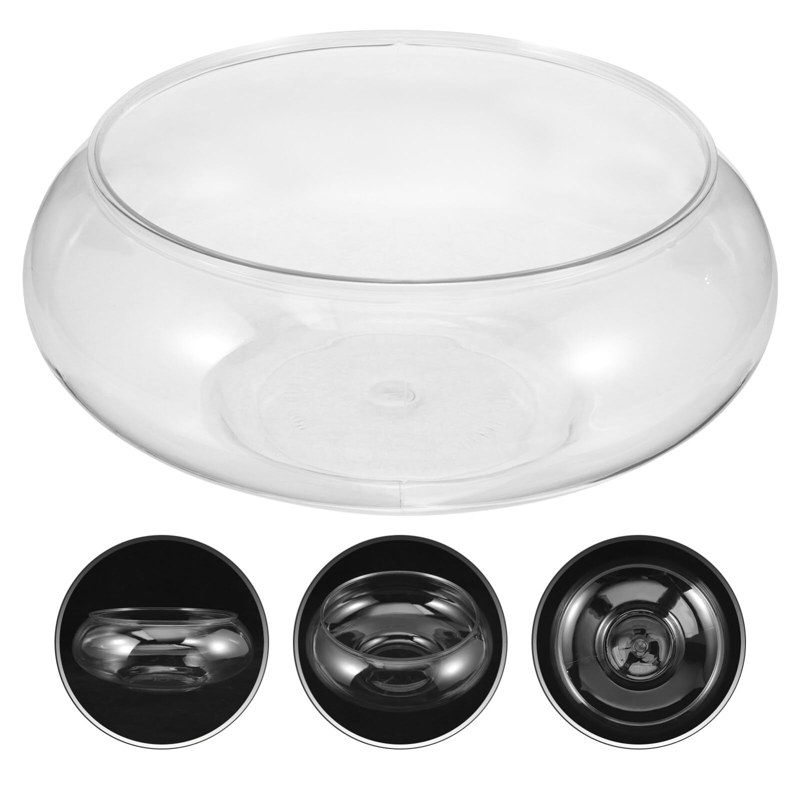 Happyyami Florero De Cristal De Boca Ancha Florero Redondo Terrario Macetero Hidropónico Suculento Pecera Recipiente Floral para Mesa De Boda Centro De Mesa Decoración del Hogar