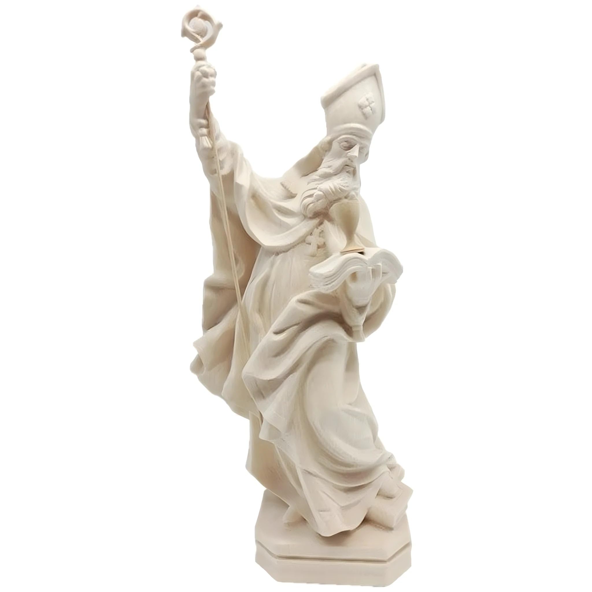 Dolfi | S. Riccardo z książką i kieliszkiem drewnianym 40 cm | Ręcznie barwione drewno w Val Gardena | Figurka szopki