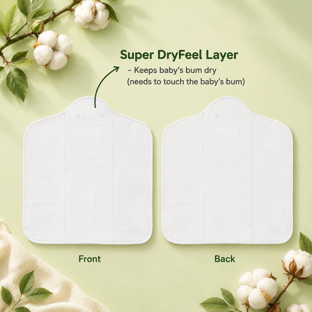 SuperBottoms Dry Feel Pad for Babies, set of 1 - Cloth diaper soaker/insert for SuperBottoms Freesize UNO cloth diaper 2
