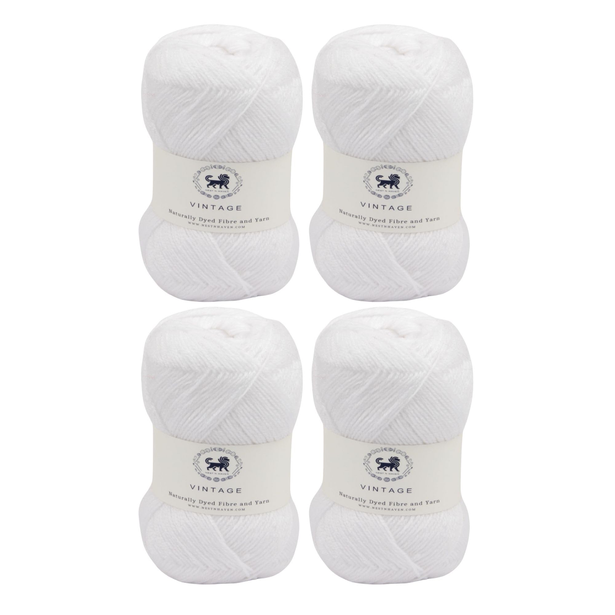 Nestnhaven Acrowools Vintage, Micro Soft, Hand Knitting and Crochet Yarn. Pack of 1 Ball - 100gms. Shade no - NNHV001 (White) | (400 Gm)