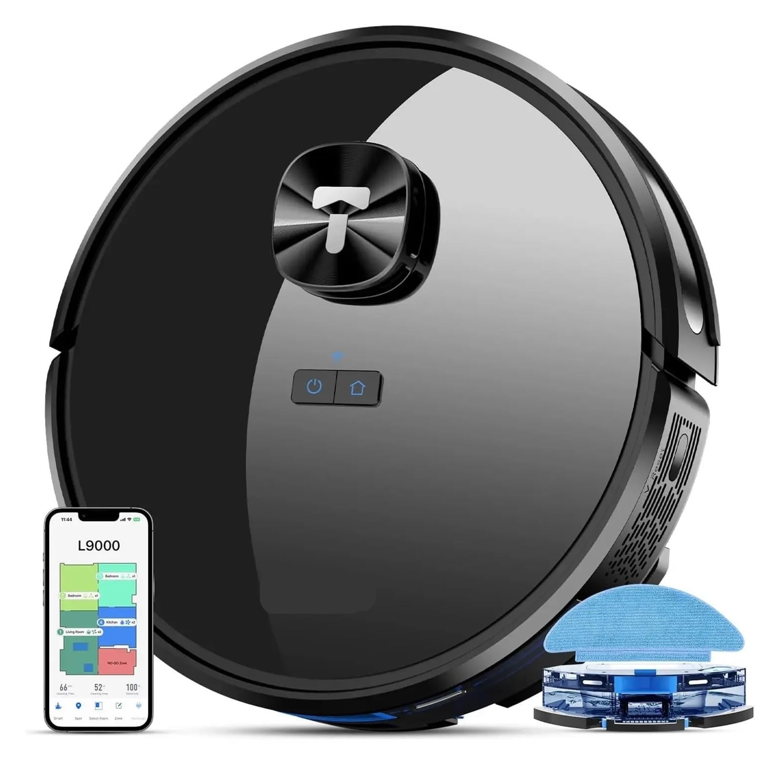 EWsdsfs Robot Vacuum and Mop Combo, LiDAR Navigation, L9000 Robotic Vacuum Cleaner, 4000Pa Suction Good for Pet Hair, Carpet(Black)