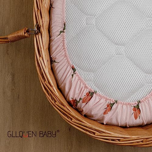 Image of Gllquen Baby Bassinet Sheets 4 Pack, Breathable Cozy Fitted Mattress Sheet | 32 inchx16 inch Soft Baby Sheets for Boys Girls, Compatible with Halo, Snoo, Uppababy, Universal fitted,Baby Gift,