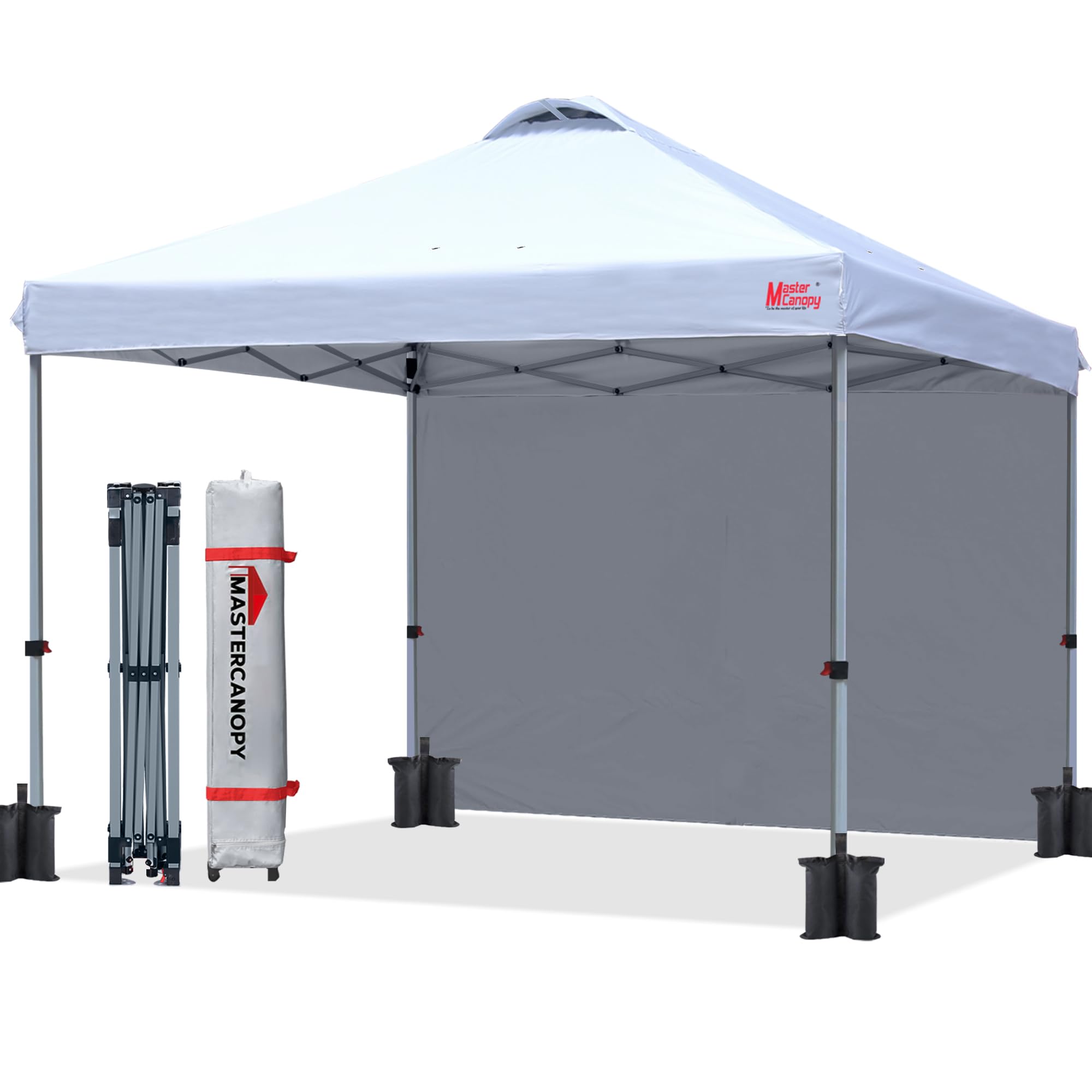 MASTERCANOPY Durable Ez Pop-up Gazebo Tent with 1 Sidewall (2x2M,White)