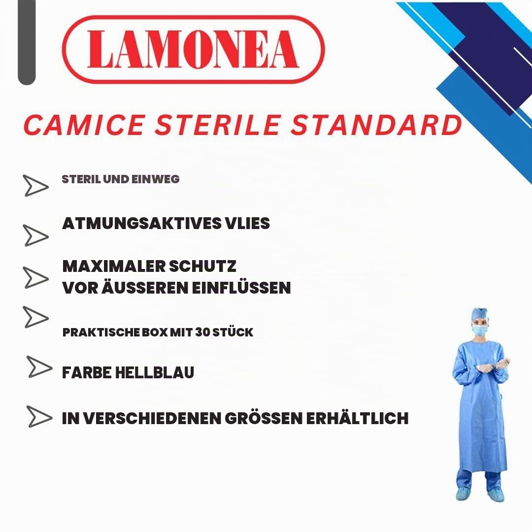 30 sterile chirurgische Hemden Standard Hellblau CE-zertifiziert - Einwegkittel, atmungsaktiv, maximaler Schutz - 2 Handwaschtücher enthalten - Verschiedene Größen (XL) - FGSG-SM40XL