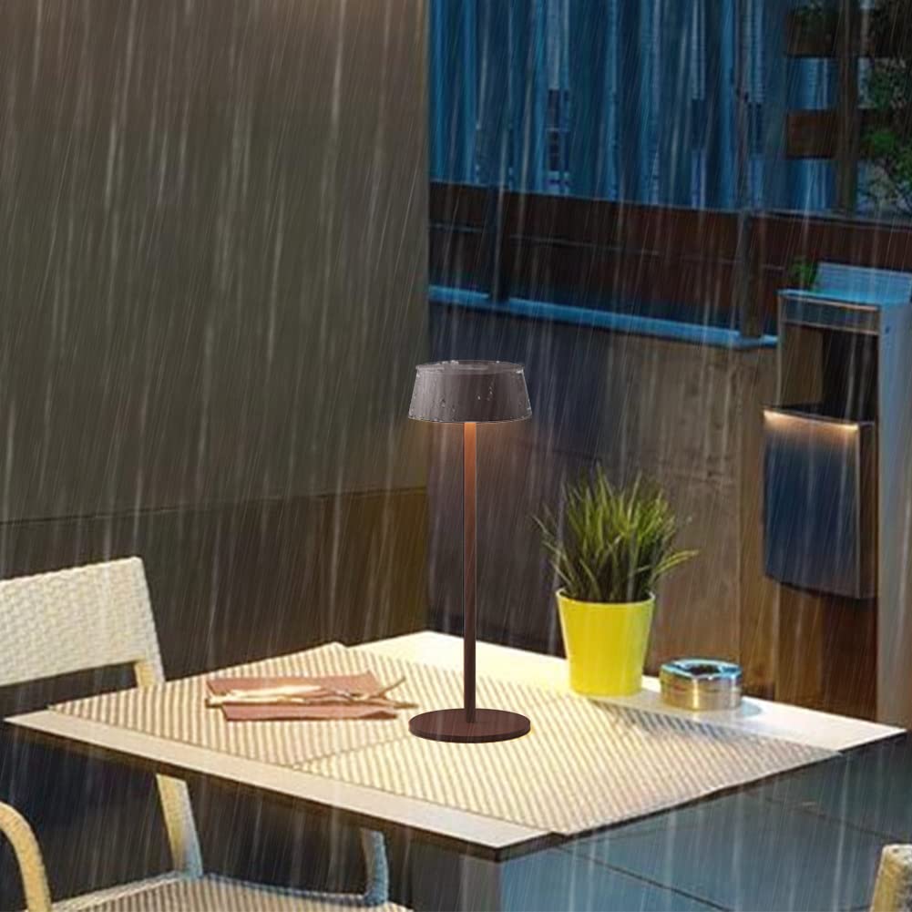 K-Bright 2 pezzi Lampada da tavolo, Luce calda Colore 3000K, Impermeabile IP54 lampade da tavolo senza fili, Ideale per cene in giardino, pub, feste, terrazze(Rosso ruggine)