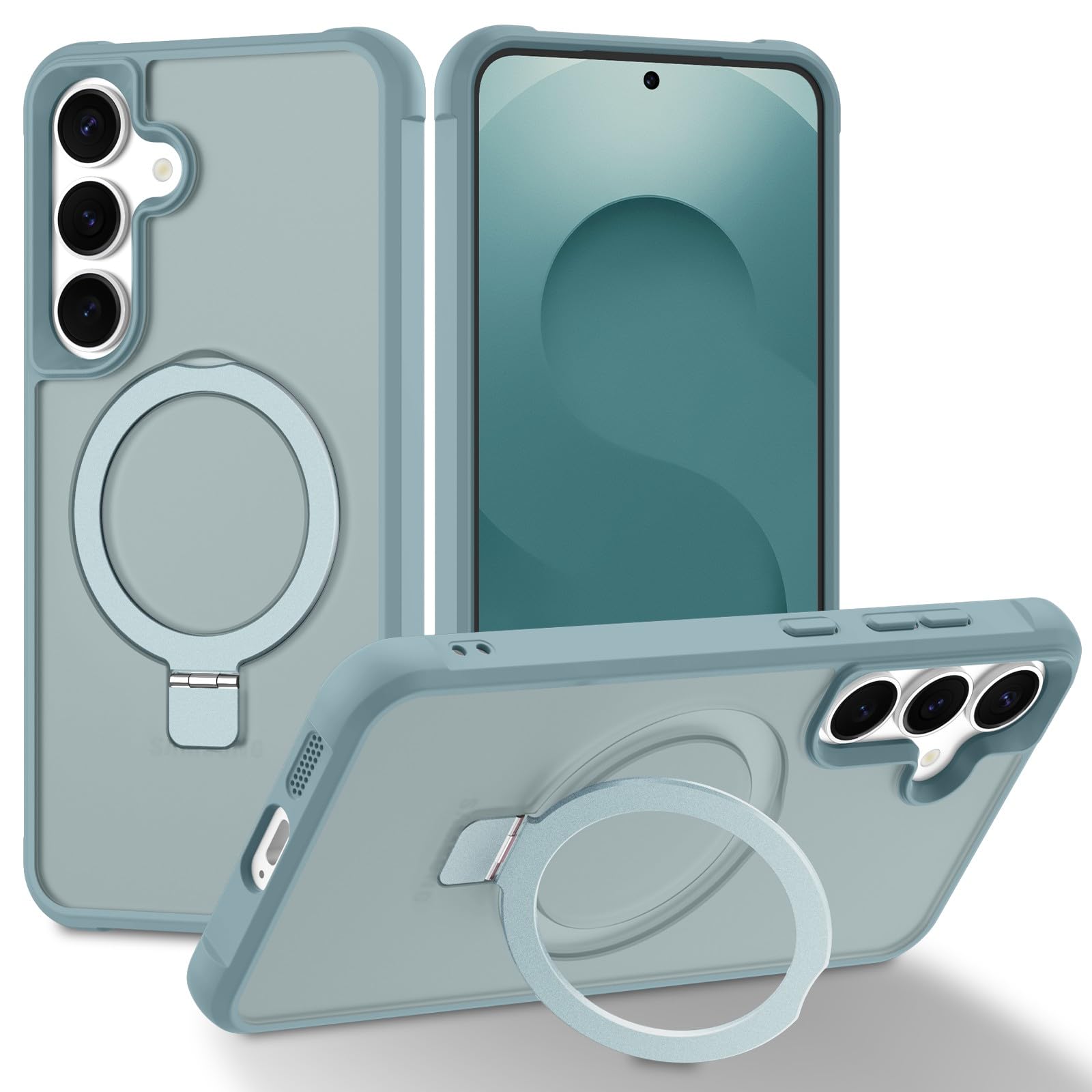 Funda magnética compatible con Samsung Galaxy S25 y S24 con soporte, [caída de grado militar] [compatible con imán] soporte de ani