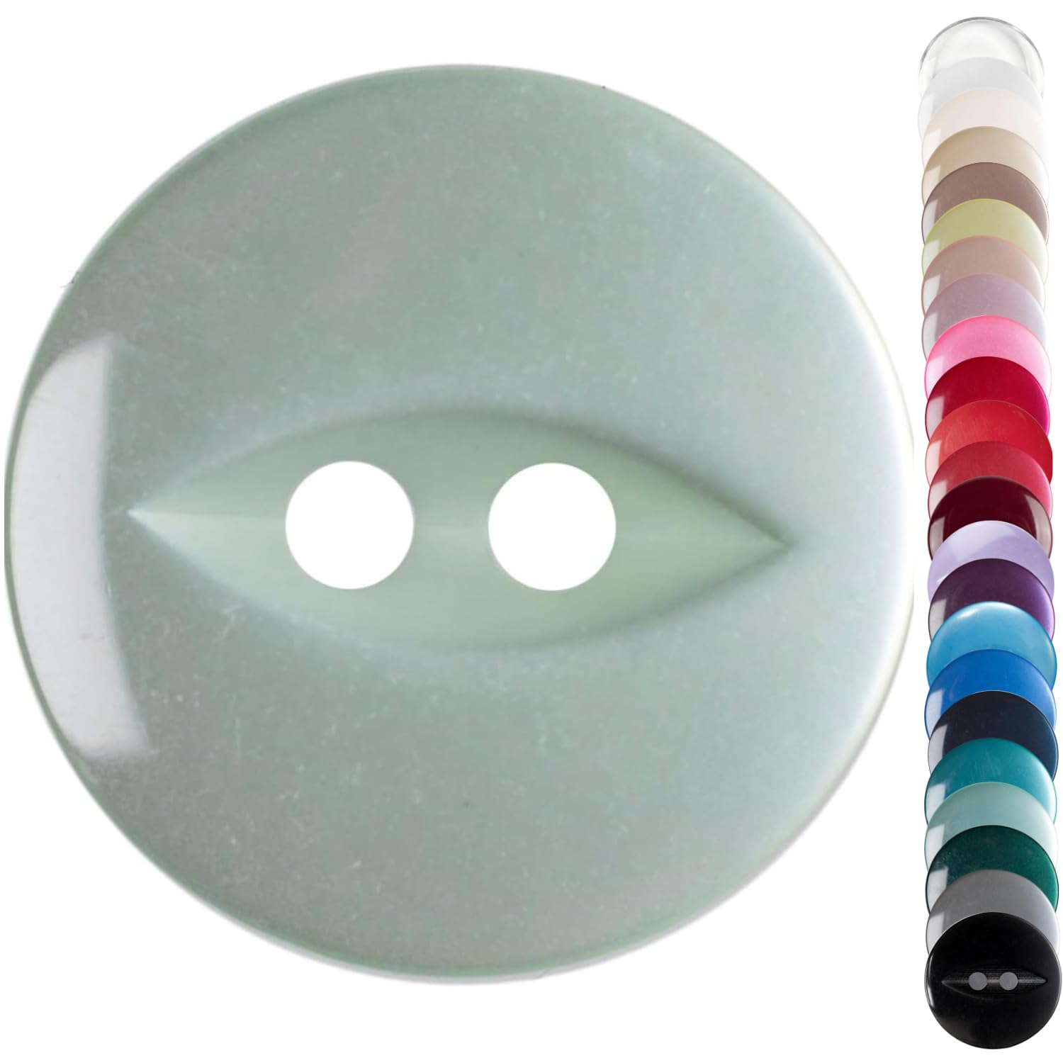 Pale Teal Knitwear Cardigan Buttons, 16mm Fish Eye, Pack of 10 Matching