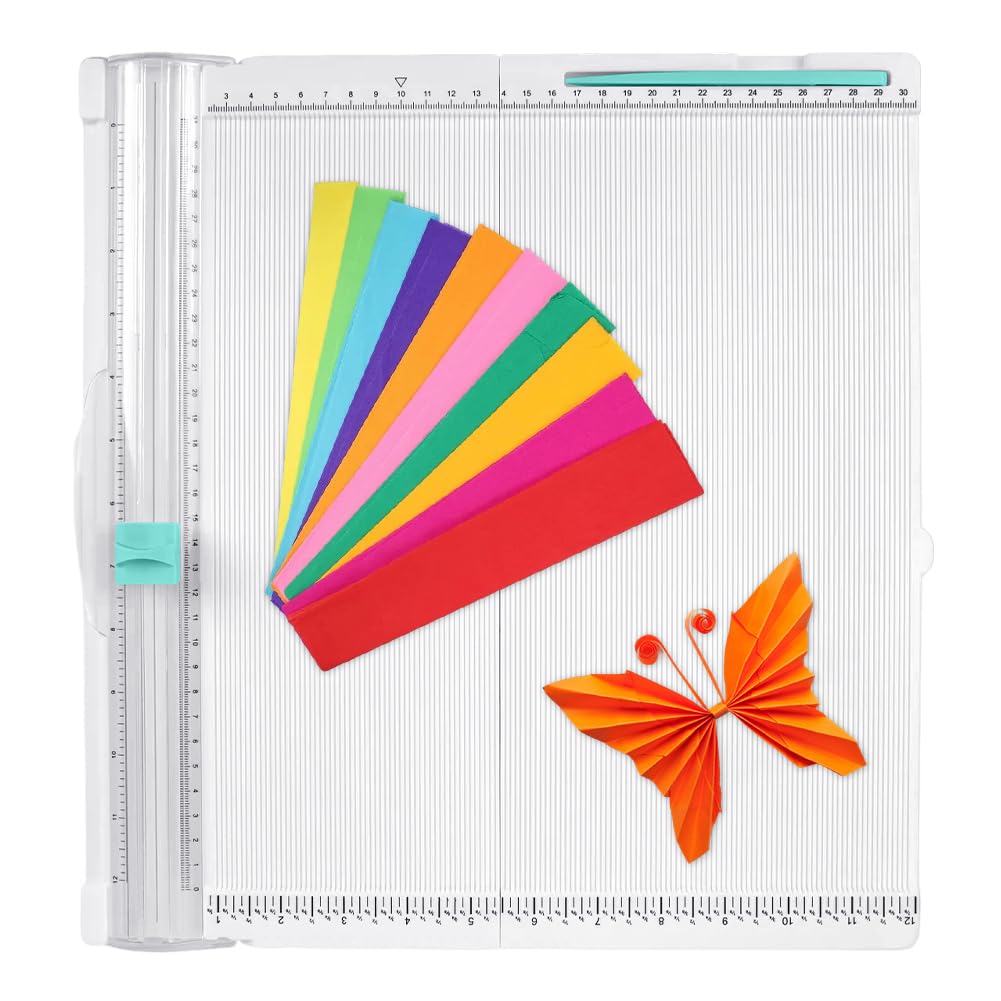 CEWROM Cortador de papel y tabla de plegado, 36 x 35 cm, tabla plegable para papel, cortador de papel con función de plegado multiusos para tarjetas, sobres y cajas