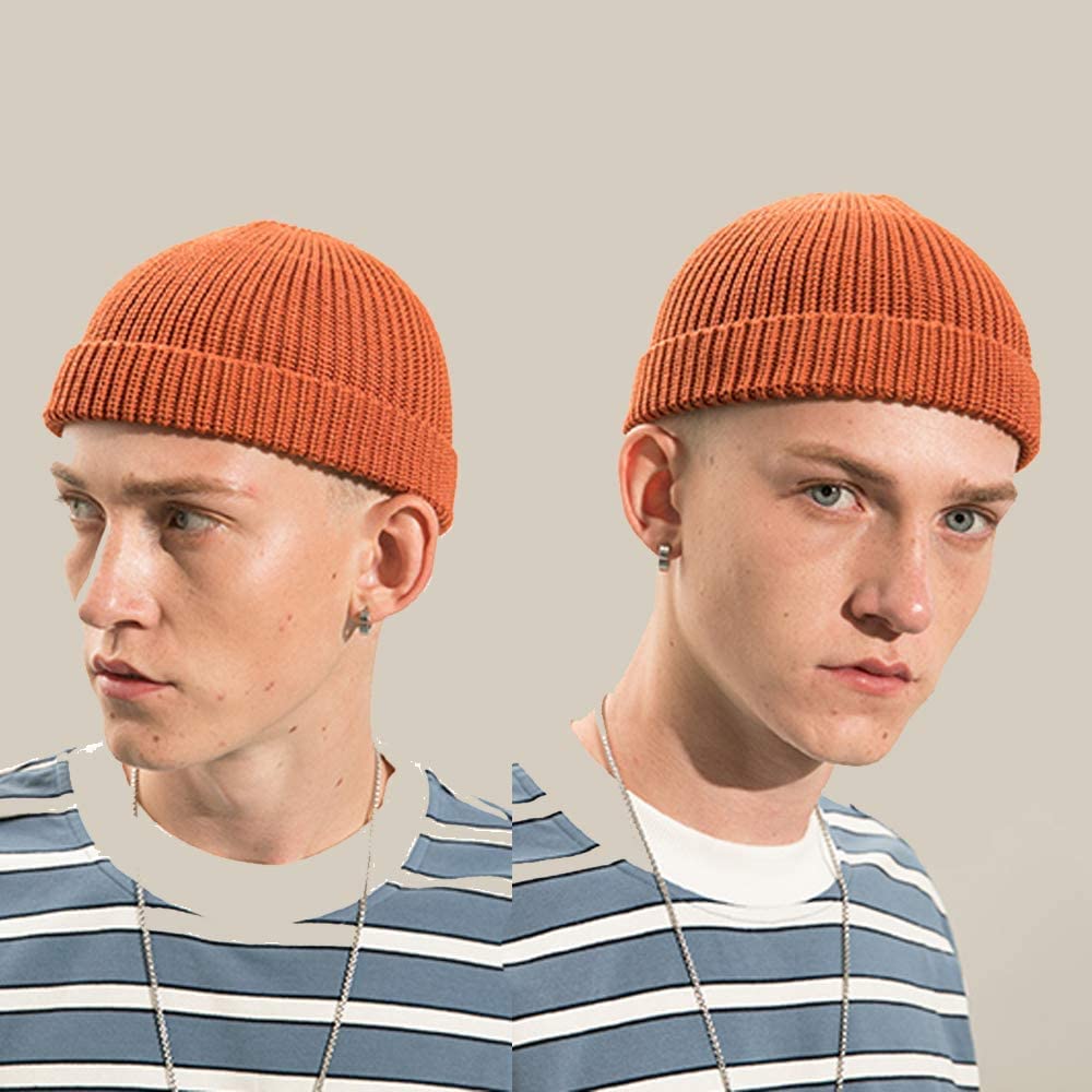 Amazon.co.jp: メンズニットキャップ ビーニー帽子 ロールキャップ