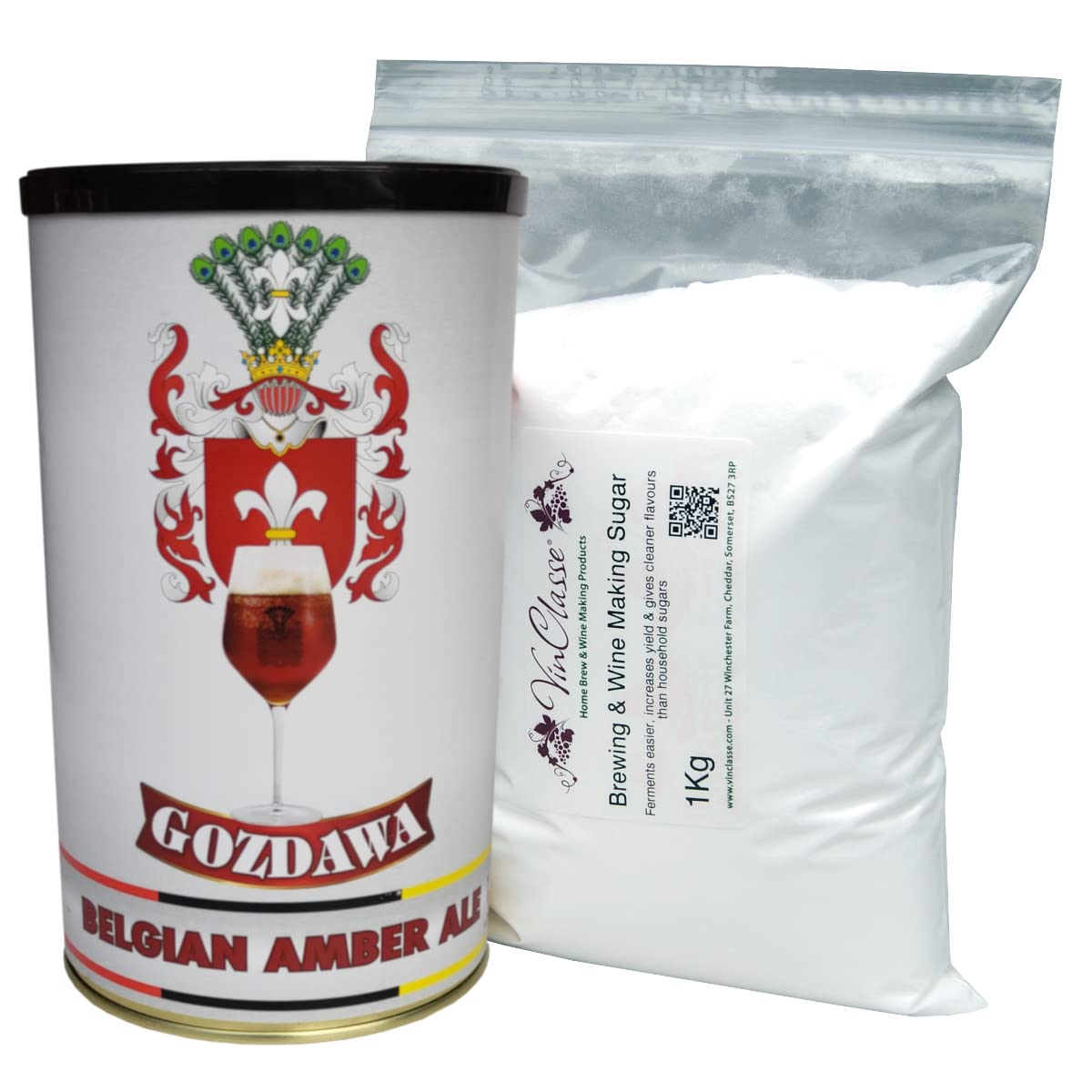 Belgian Amber Ale - Gozdawa 1.7Kg 40 Pint Beer Kit - Including 1Kg VinClasse Brewing Sugar
