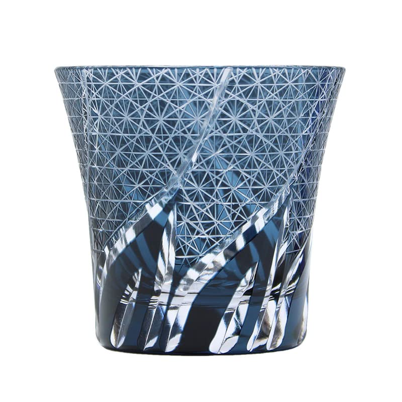 Kiriko Cut Glass Rock Glass, Marine