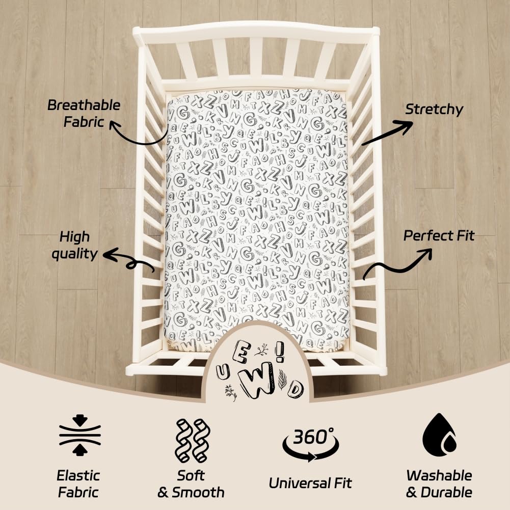 4-Pack Baby Boy Crib Sheets - Super Soft Dinosaur & Star Fitted Sheets For Standard Crib Mattress