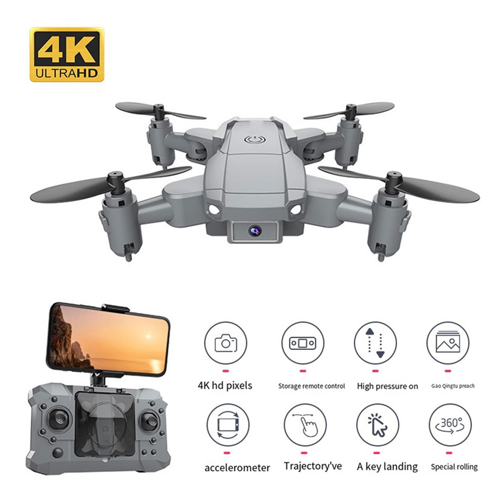 Drone Mini KY905 RC Drone 4K HD Kamera 1080P WiFi Vision Składany RC Quadcopter Profesjonalny dron Zabawki dla dzieci (Kolor: Rozmiar torby na kamerę 4K: 1) (Brak kamery 1)
