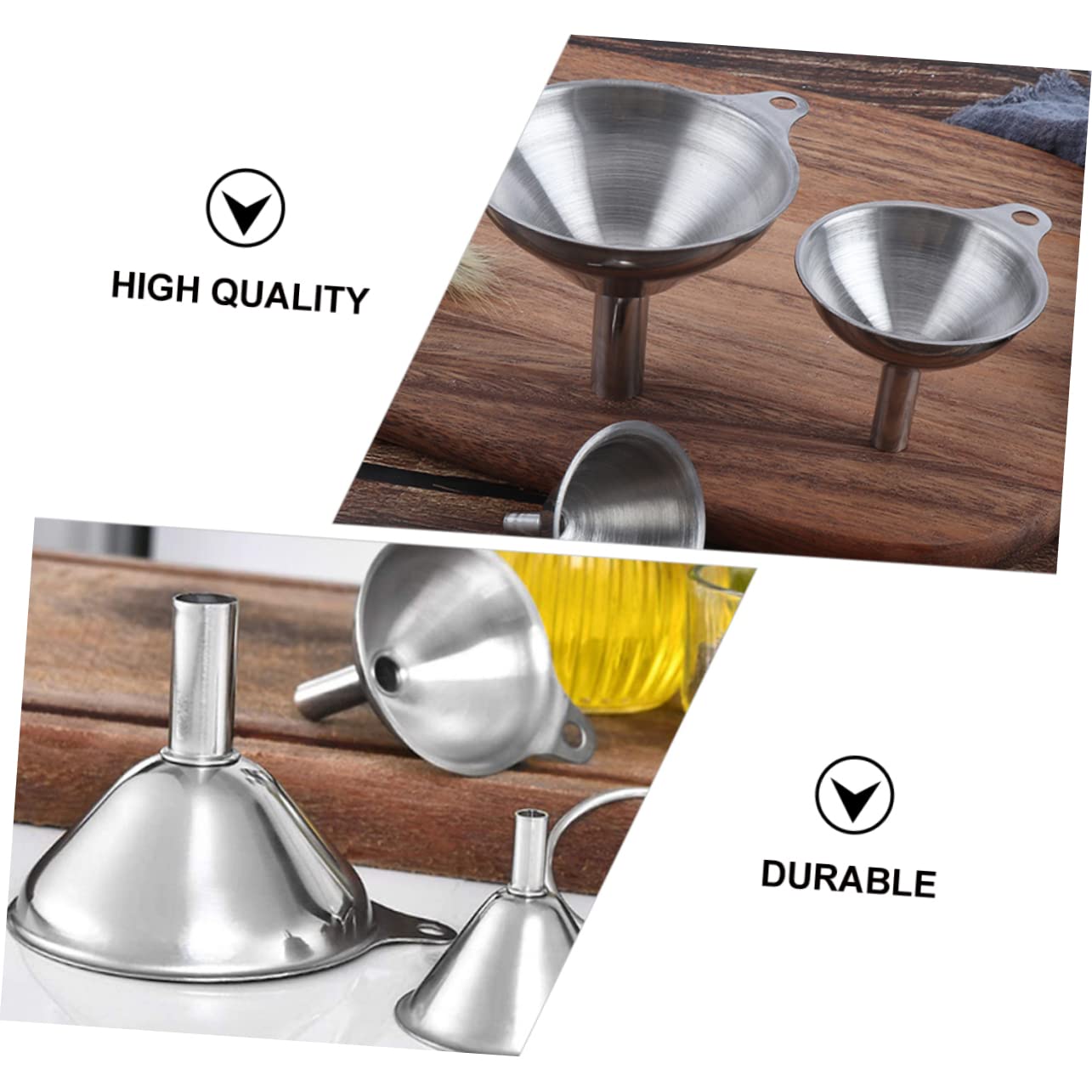 Healifty Entonnoirs de Cuisine Acier Inoxydable Large Bouche Fuite avec Brosse de Nettoyage pour Huile et Alimentaires