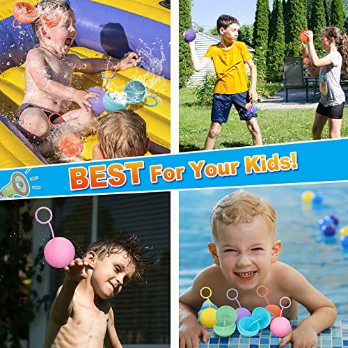 Reusable Water Balloons For Kids, Toskiesgo Refillable Water Bombs For Multiple Carry, Quick Fill Silicone Outdoor Water Toys Summer Splash Water Party Game For Kids And Adults (12 Pack) #TOP6