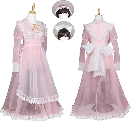 Amazon Co Jp Solai コスプレ メイド メイド服 かわいい すけすけ ロング 猫 コスチューム メイド猫 Cosplay 大人 L ピンク ホビー