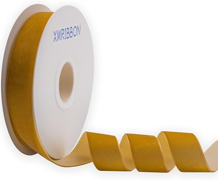 Gold Velvet Ribbon Single Sided,1 Inch by 10 Yards Spool