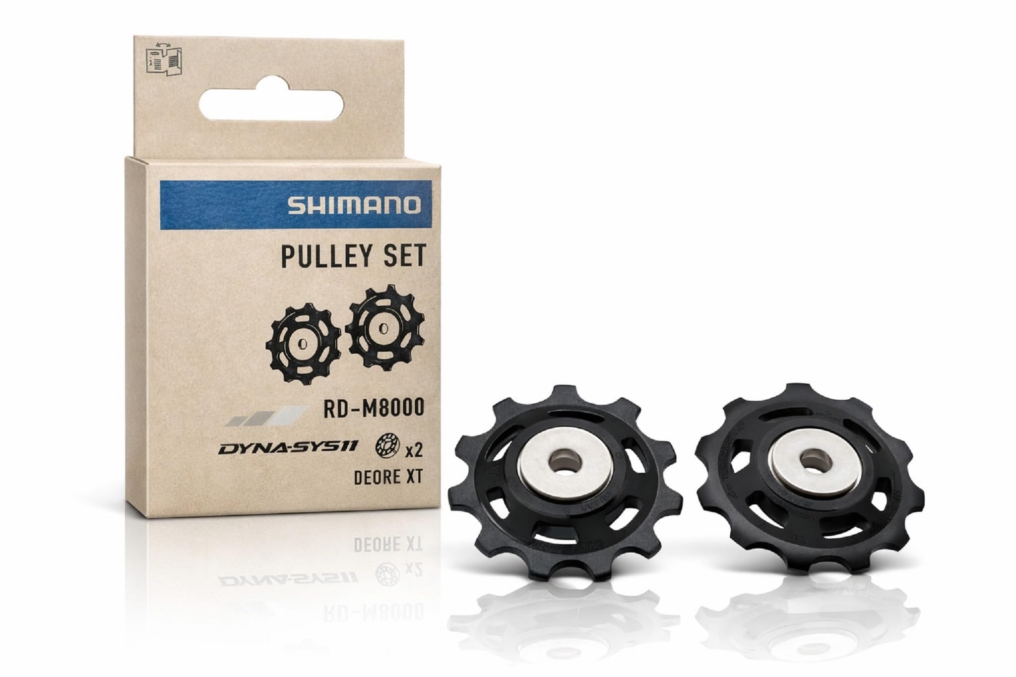 maxxi4you Shimano Schaltrollensatz DEORE XT für RD-M8000 / RD-M8050 11-Fach Schwarz inkl Fahrrad Kettenbürste