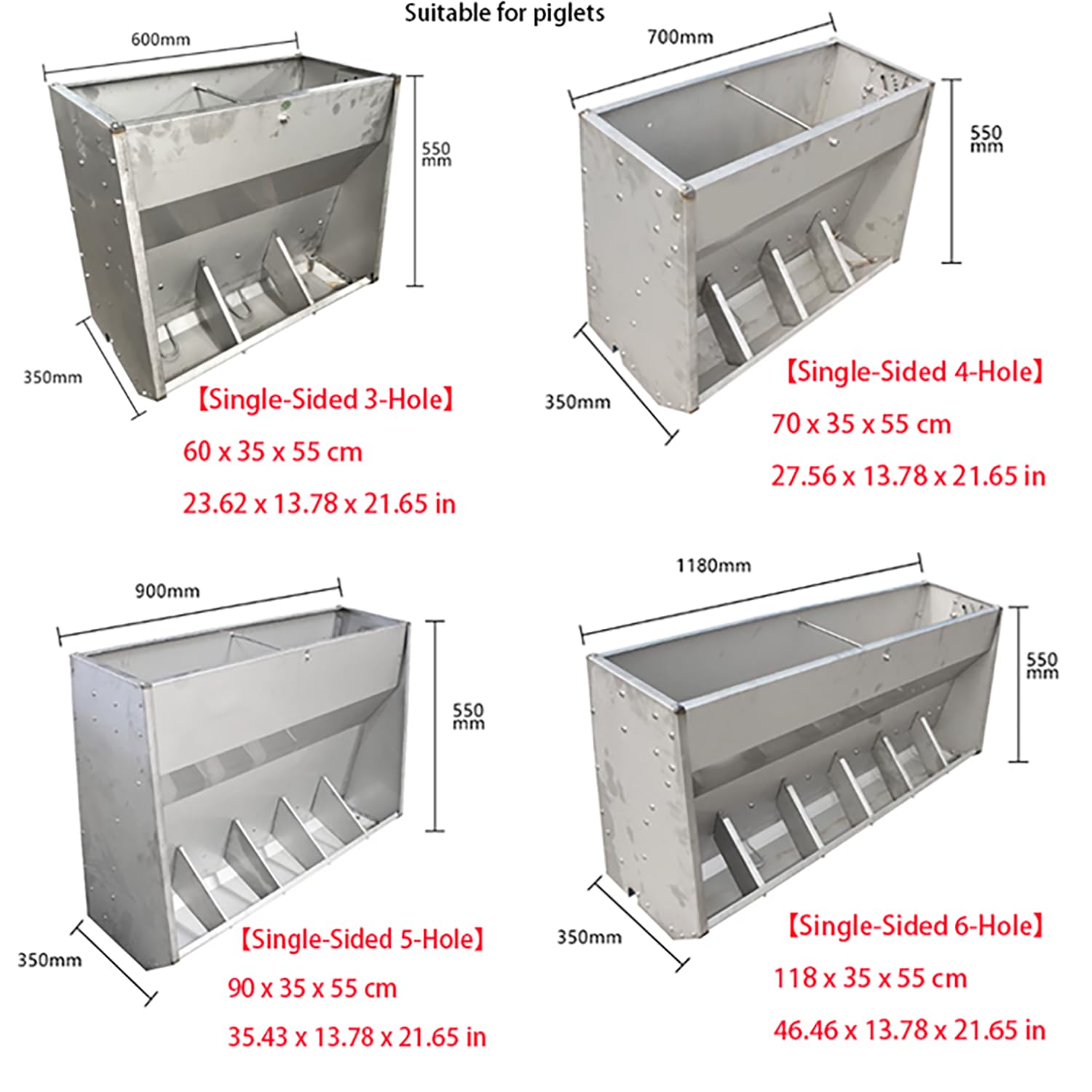 Mangiatoia per Pollame, Feeder Suini, Mangiatoie Automatiche di Grandi Dimensioni per Polli, Alimentazione Automatica per Polli, per Polli, Anatre, Suini E Pecore,Argento,L118*H55*W35