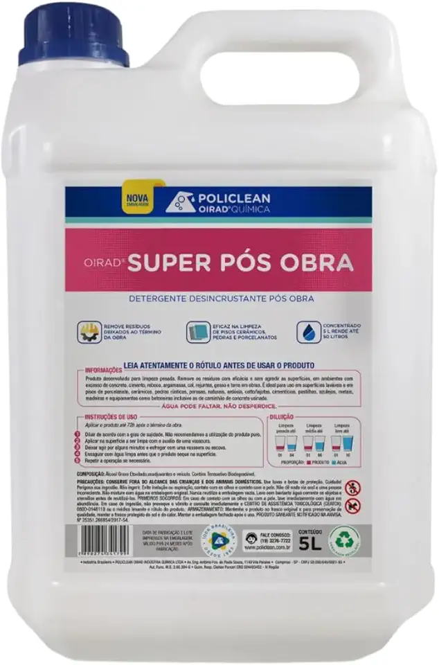 Oirad Super Pós Obra - Limpador Pós Obra Para Pisos Porcelanatos E Cerâmicos