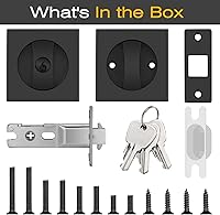 Vista 8 de EHOMEWARE Paquete de 1 cerradura de puerta de bolsillo negro mate, herrajes para puerta de bolsillo con llave igual, cerradura de puerta corredera