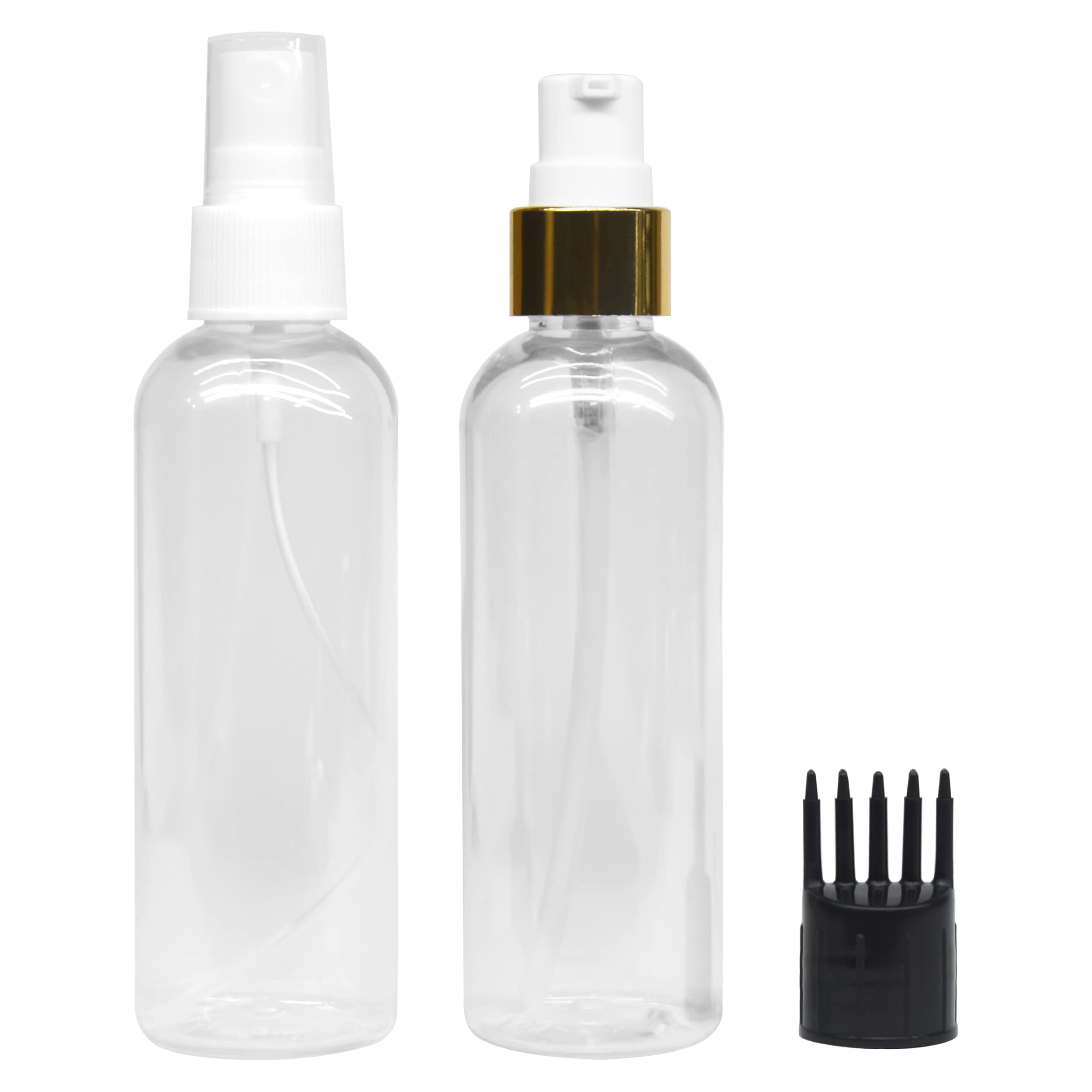 mclear 2 Cylindrical Shape Bottle Durable Refillable Containers With 1 Pump Bottles Dispenser, 1 Spray Atomizer And Root Comb Applicator, For Perfume, Liquids, Shampoo, Body Soap, Lotion, Cream-picture-19