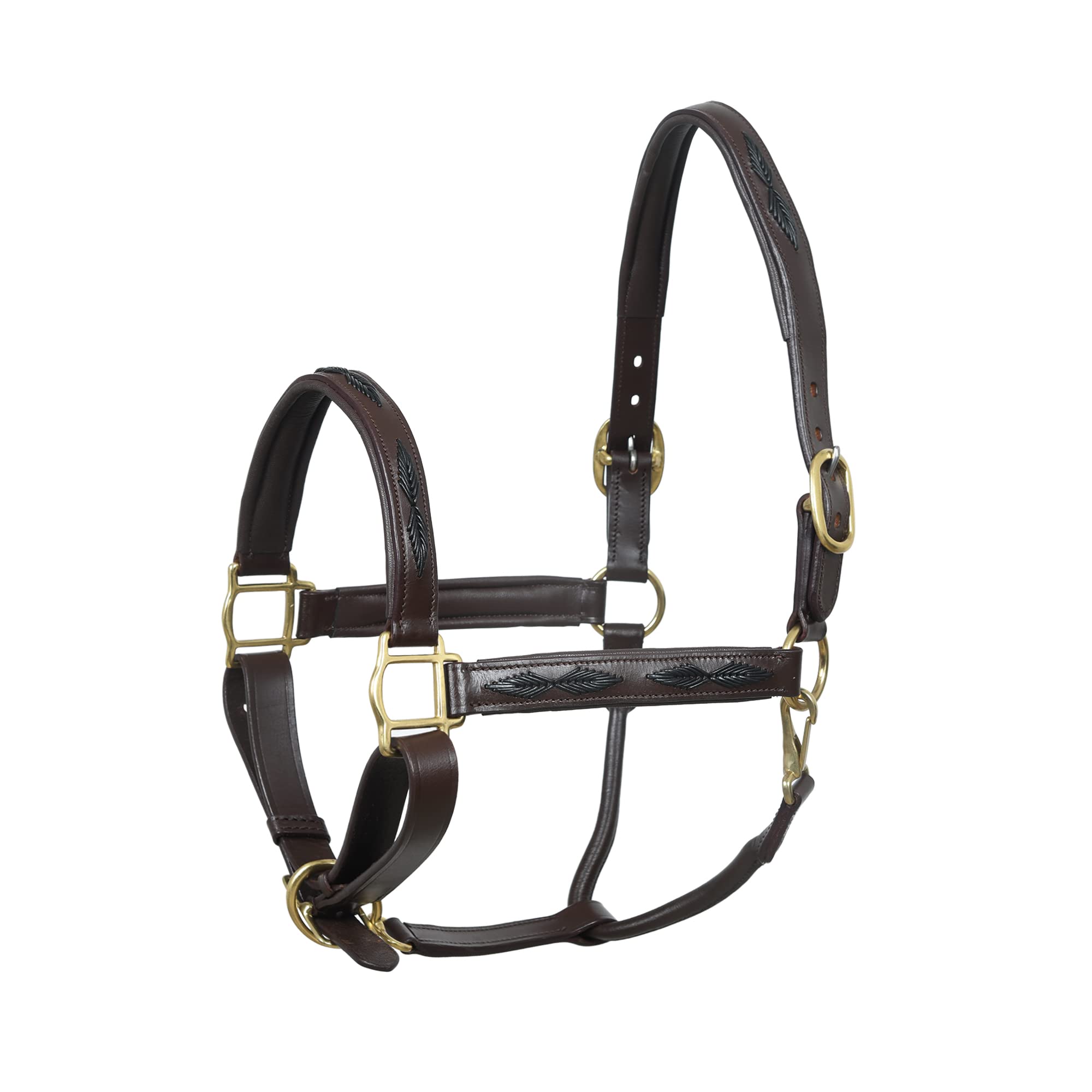 SIE English Horse Leather Braided Brown Halter