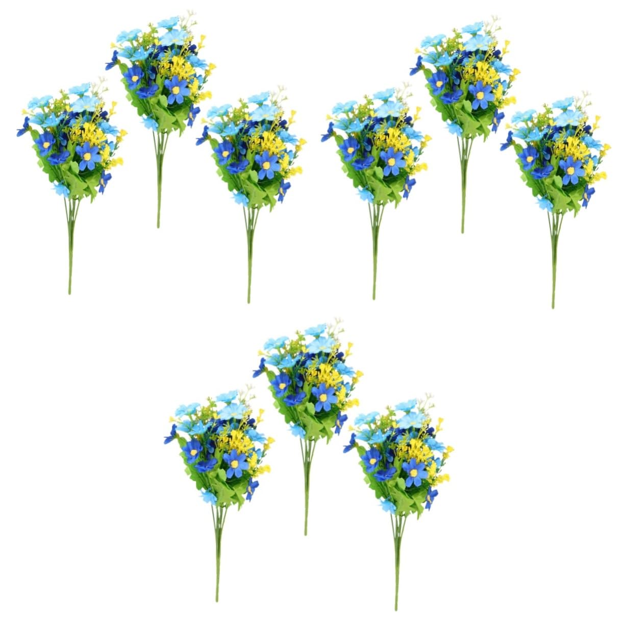 Levemolo 9stücke Köpfe Kunstblumen Strauß Kunststoff Margerite Für Hochzeiten Und Wohnräume Dekorative Blütenbündel Blau