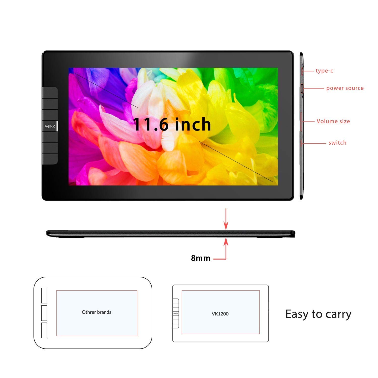 Veikk graphics tablet VK1200 LCD