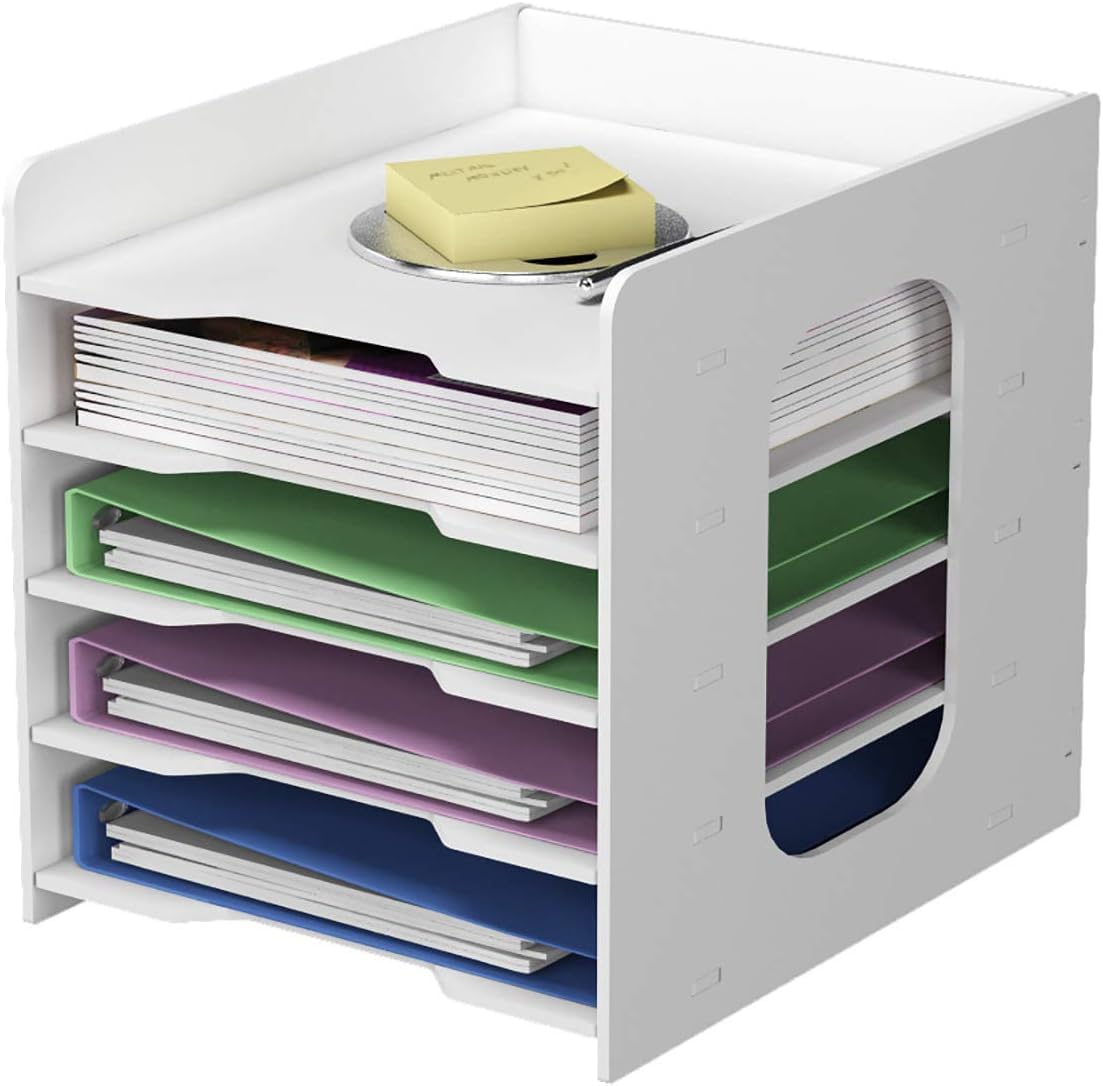PUNCIA Archivador de Documentos A4 Soporte de papel 5 Bandejas PVC Escritorio Organizador de Archivos Bandeja de Papel Almacenamiento para Oficina Sala de Trabajo Escuela Oficina