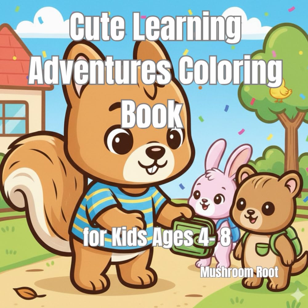 Cute Learning Adventures Coloring Book for Kids Ages 4–8: Fun Animal Friends, Kindness, Teamwork & Everyday Life Lessons