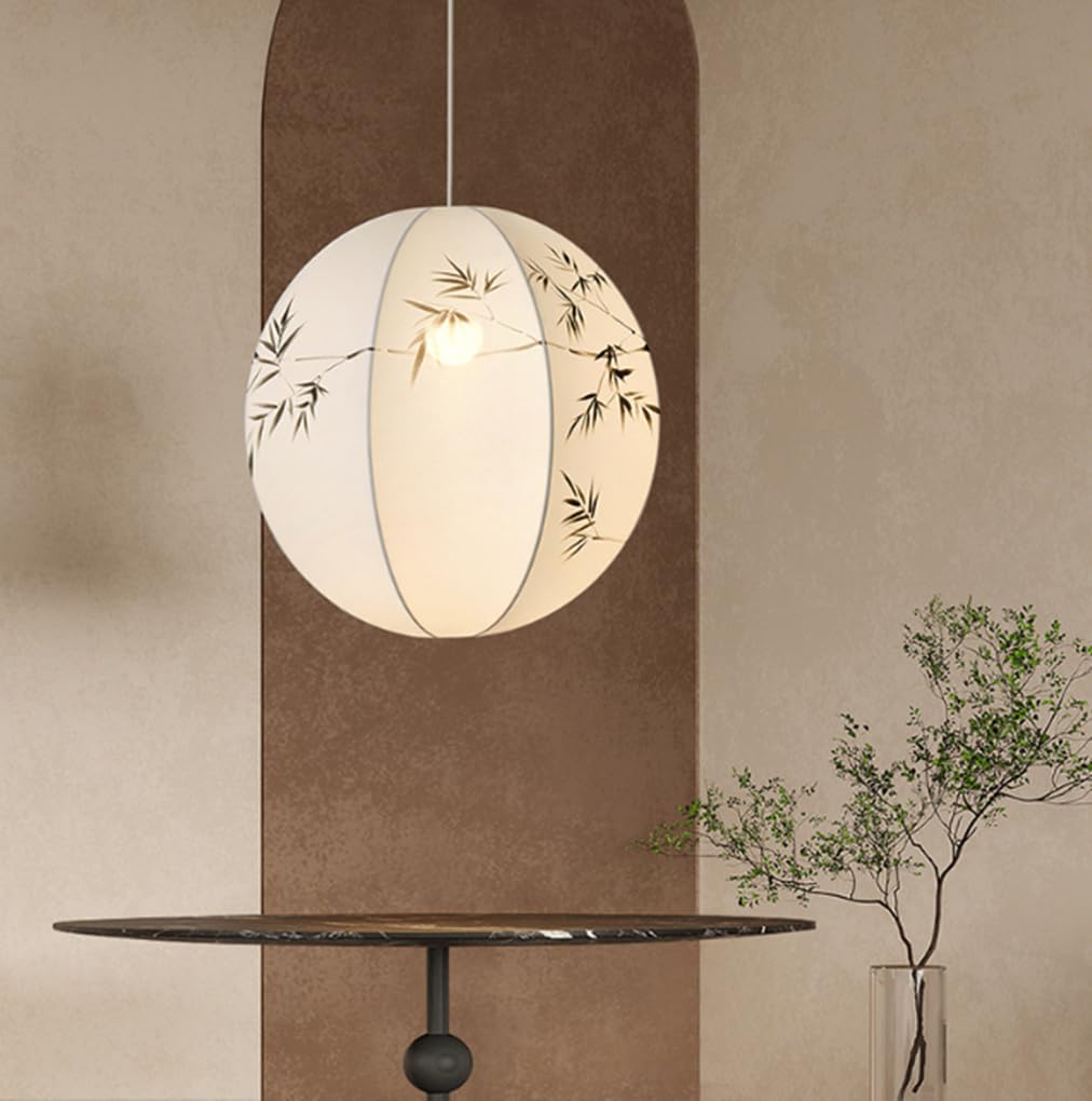 Lámpara colgante de tela E27 estilo francés vintage y japonés para salón comedor 42CM 8