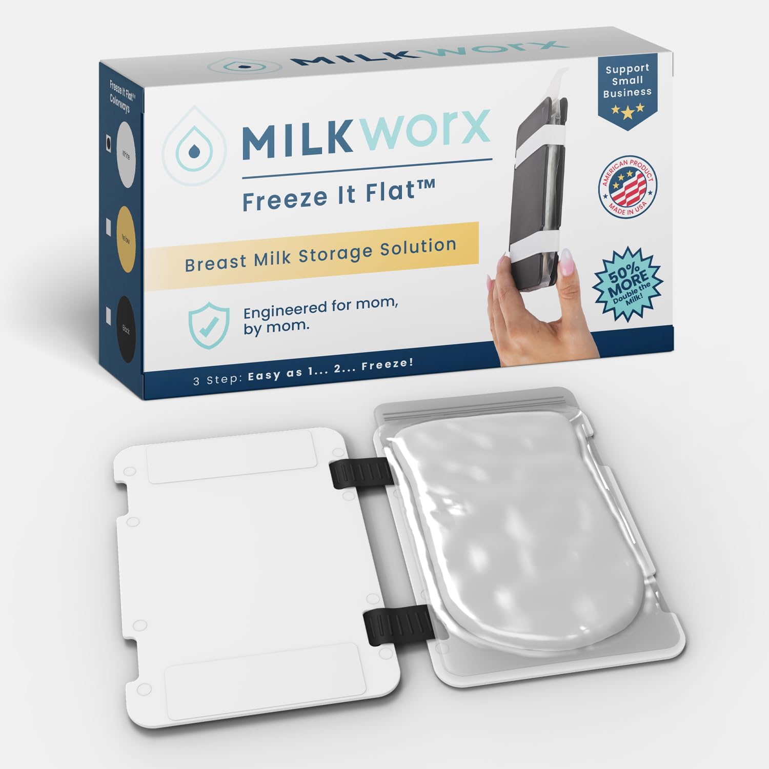 MILKWORX Freeze It Flat Breast Milk Storage Bag Freezer Organizer - Space-Saving Freezer System for Breastmilk Storage Bags - Breast Pump Accessories