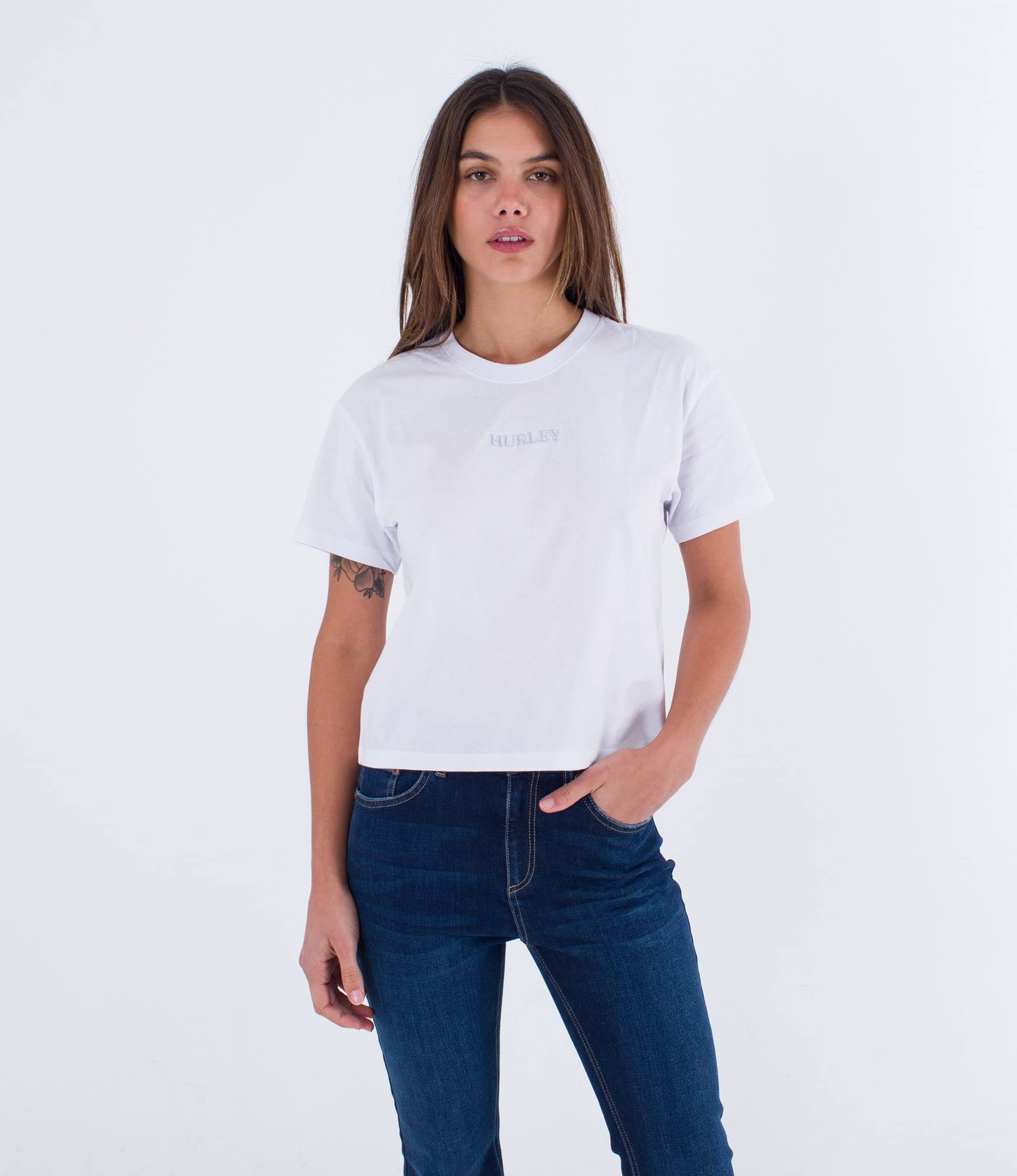 Hurley Women's Wave Tee T-Shirt, Blanco, XS
