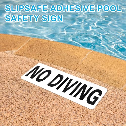 5 Pack Señales Adhesivas de Seguridad para Piscina No Diving miniatura 3