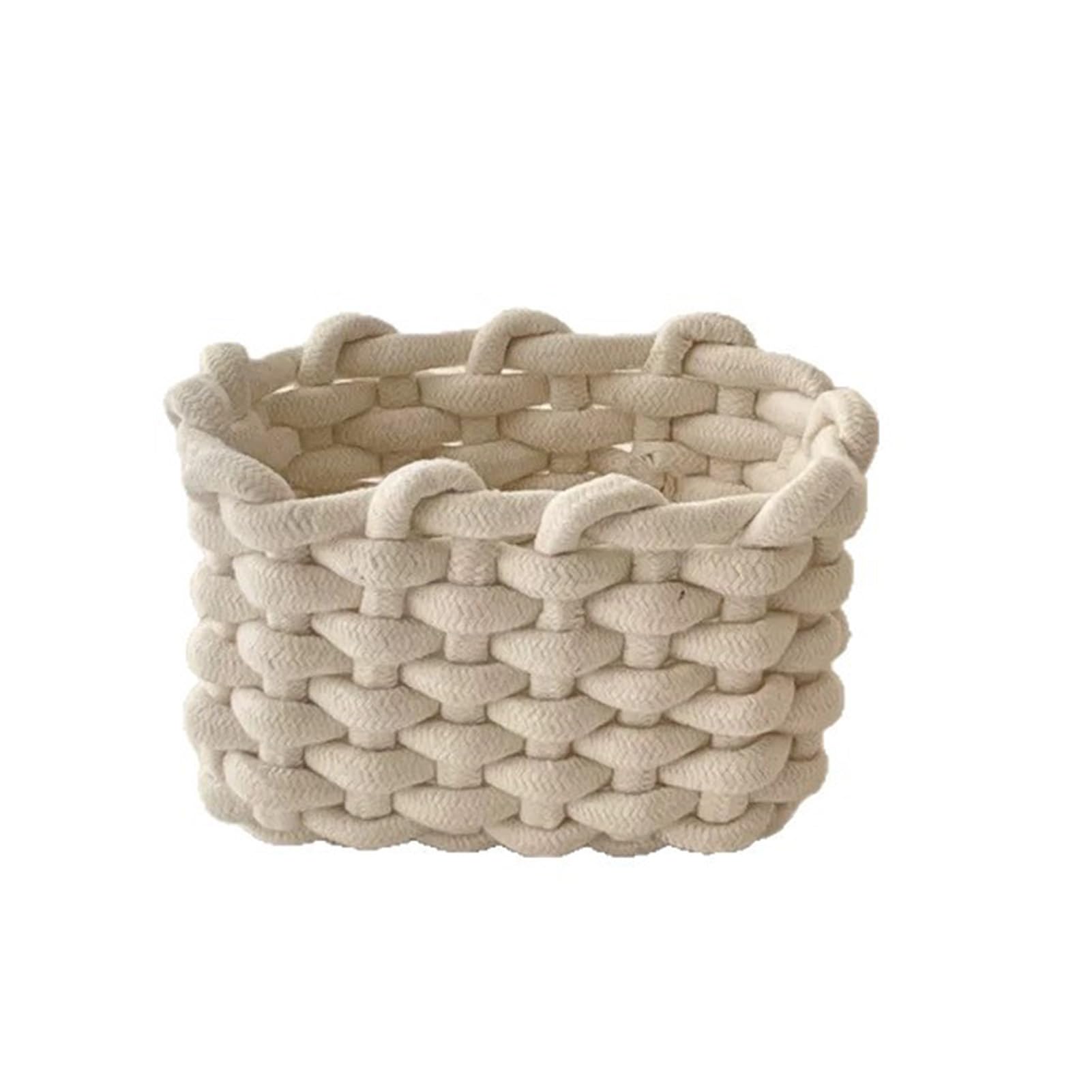 Glifora Storage Box - Cotton Rope Weaving Process Organiser with Handle, Portable Storage Basket for Home and Office