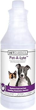 Vet Classics Pet-A-Lyte Oral Electrolyte Solution for Dogs and Cats Helps Replace Fluids Lost from Pet Dehydration, Diarrhea, Vomiting Replaces Dog Electrolytes 32 Oz.