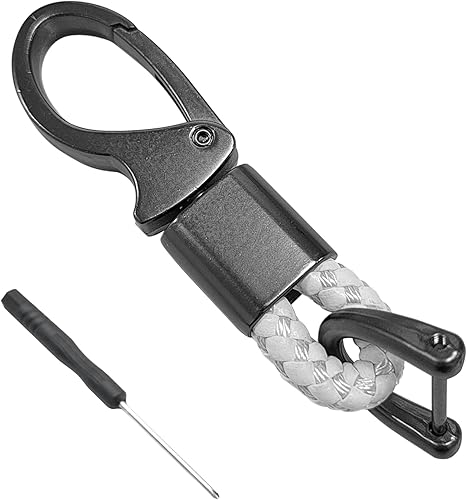 Miniatura 7 de Augeny 2 llaveros de automóvil, 360 grados de cuero giratorio con anillo en D antipérdida, llaveros universales de metal resistente con