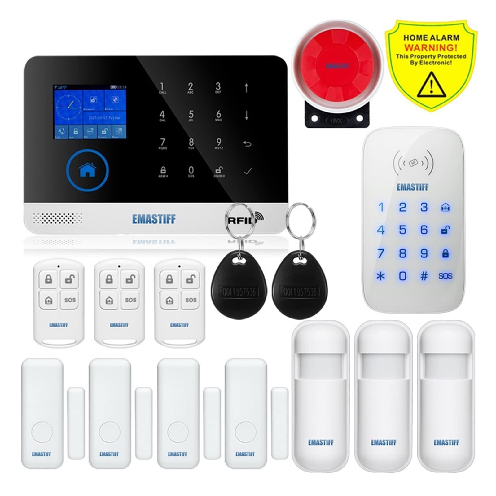 Seguridad inalámbrica más Nueva Tuya WiFi gsm sim Tarjeta En RU es pl Sistema de Alarma Inteligente conmutable Tuya RFID de la aplicación Control Remoto(W2B Bundle G)