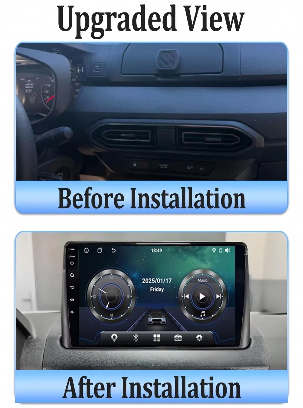 Car Stereo Carplay Radio de Coche para Renault Sandero 2021-2023 Soporta Bluetooth, Control Volante, USB, WiFi, 4G, Mirror-Link, GPS Navegador/Radio FM, 4 Nuclear 1G+32G