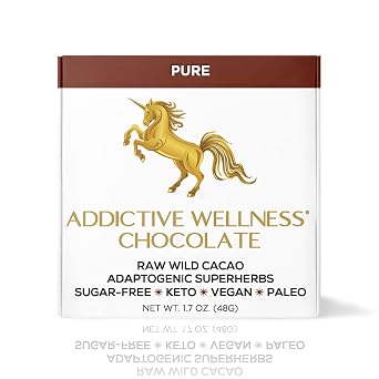 Addictive Wellness Sugar-Free Raw PURE Chocolate Vegan Paleo & Keto Friendly Mycotoxin Free Cacao - 12 Pack