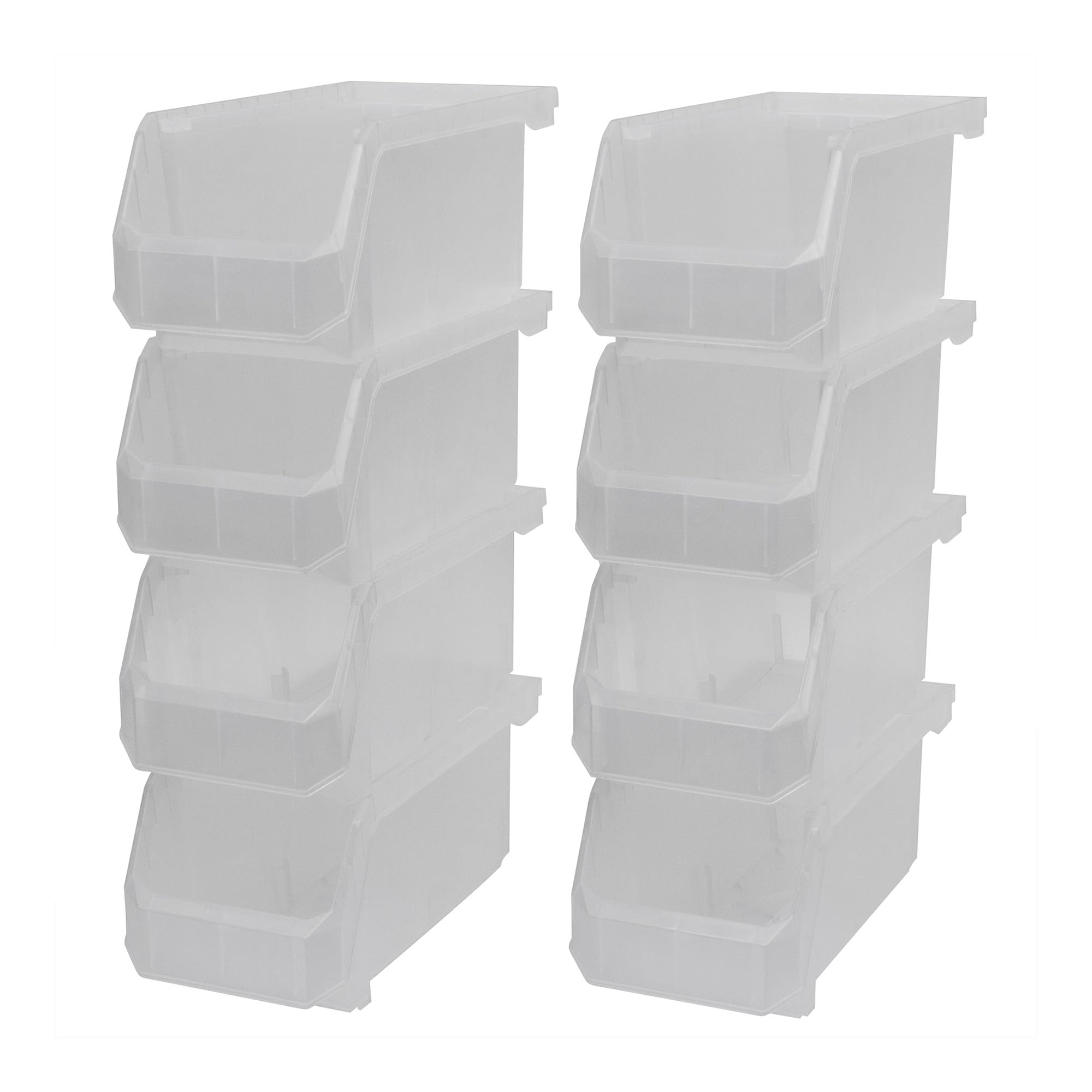 ReadySpace Medium Stackable Plastic Storage Bins, 8-Pack, Clear