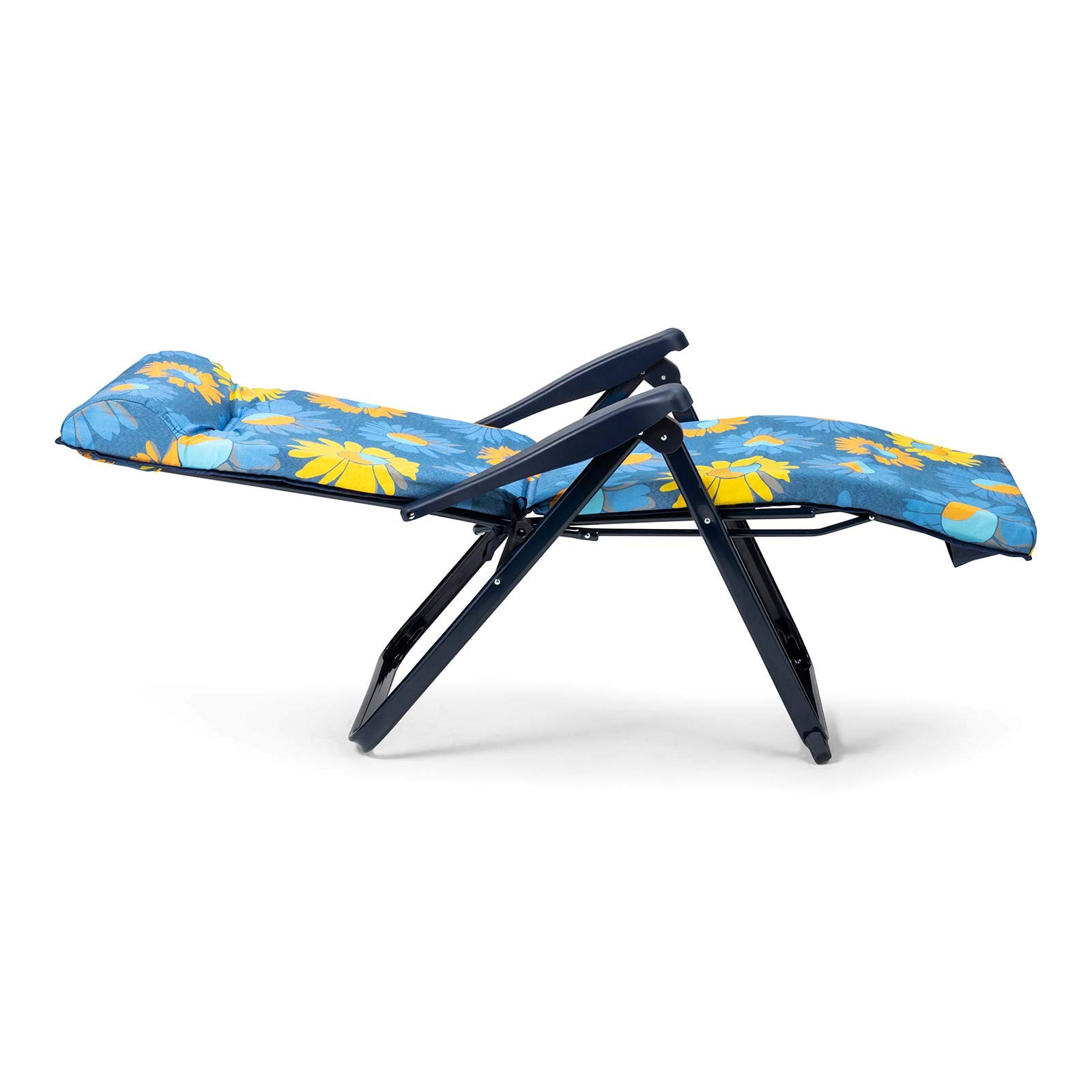 Chaise Longue Pliante de Jardin rembourrée 86 x 62 x 114 cm 6 Positions avec tête Anatomique Tissu Lavable et Pieds stabilisateurs pour Plus de sécurité