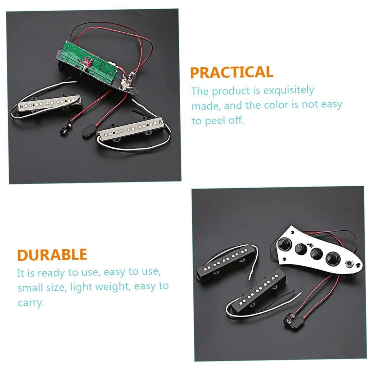 Abaodam Set di Pickup per Basso a 5 Corde Jb, Parti in Ferro Argentate, Pronto All’uso, Facile da Installare per Accessori Basso Elettrico